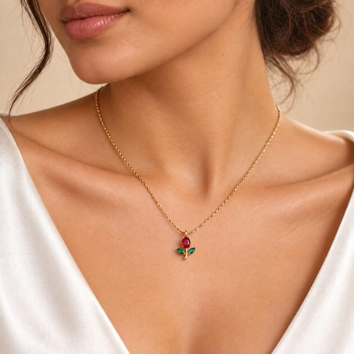 Delicate Tulip Necklace- 18k Gold Plated