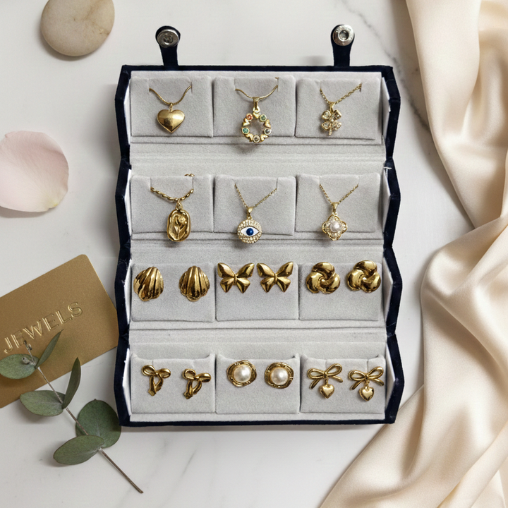 18K Gold Plated Set of 6 Necklace & Earring Sets with Folding Box
