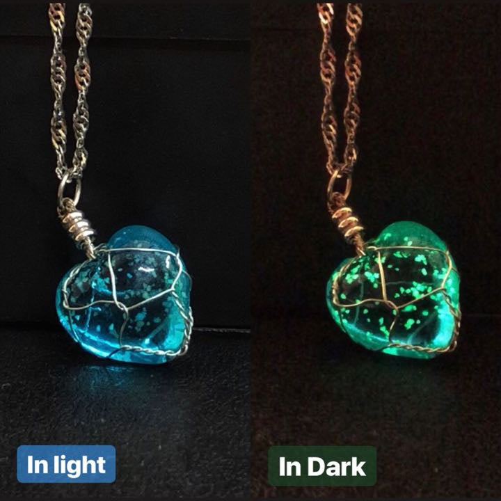 Crystal Heart Glow in Dark Necklace