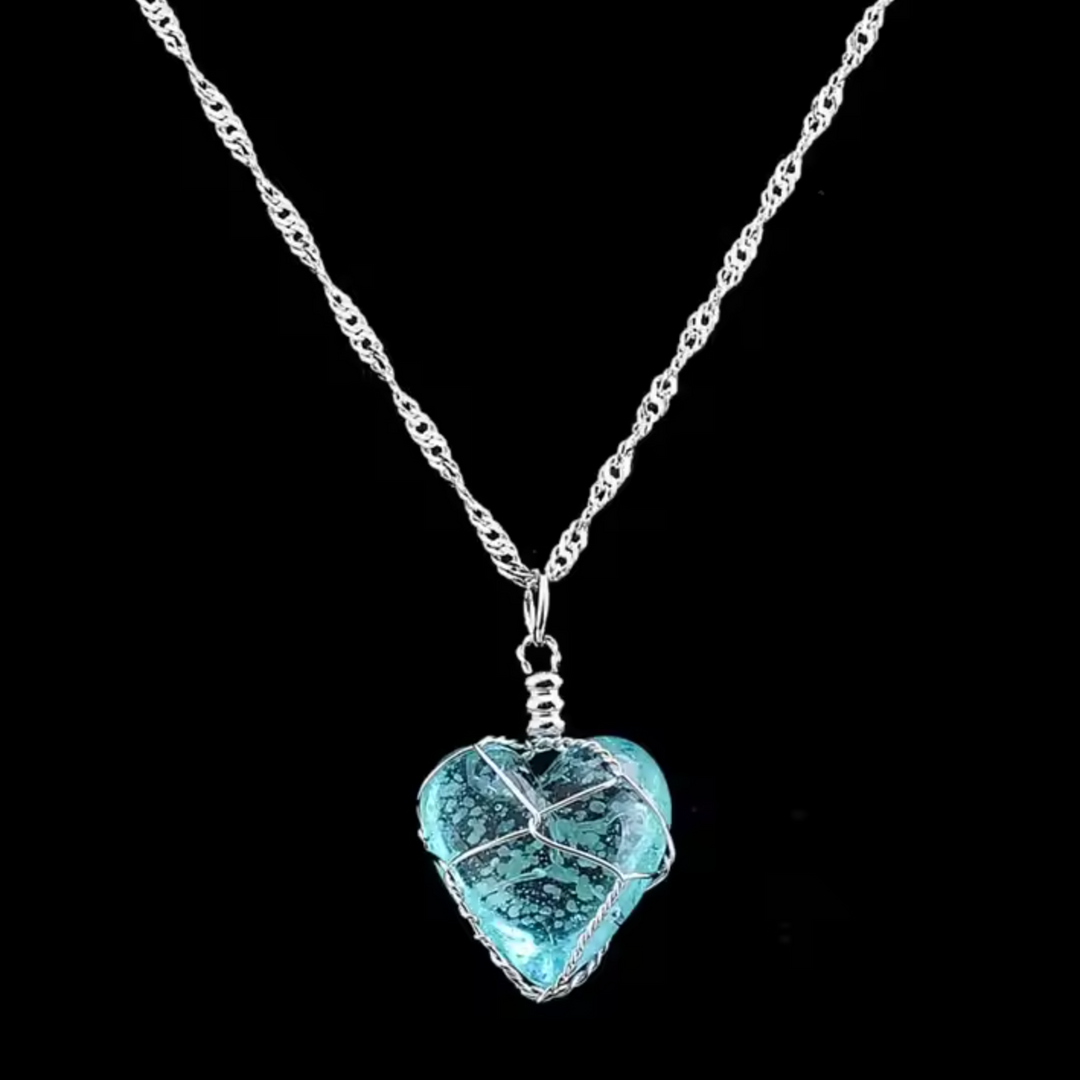 Crystal Heart Glow in Dark Necklace