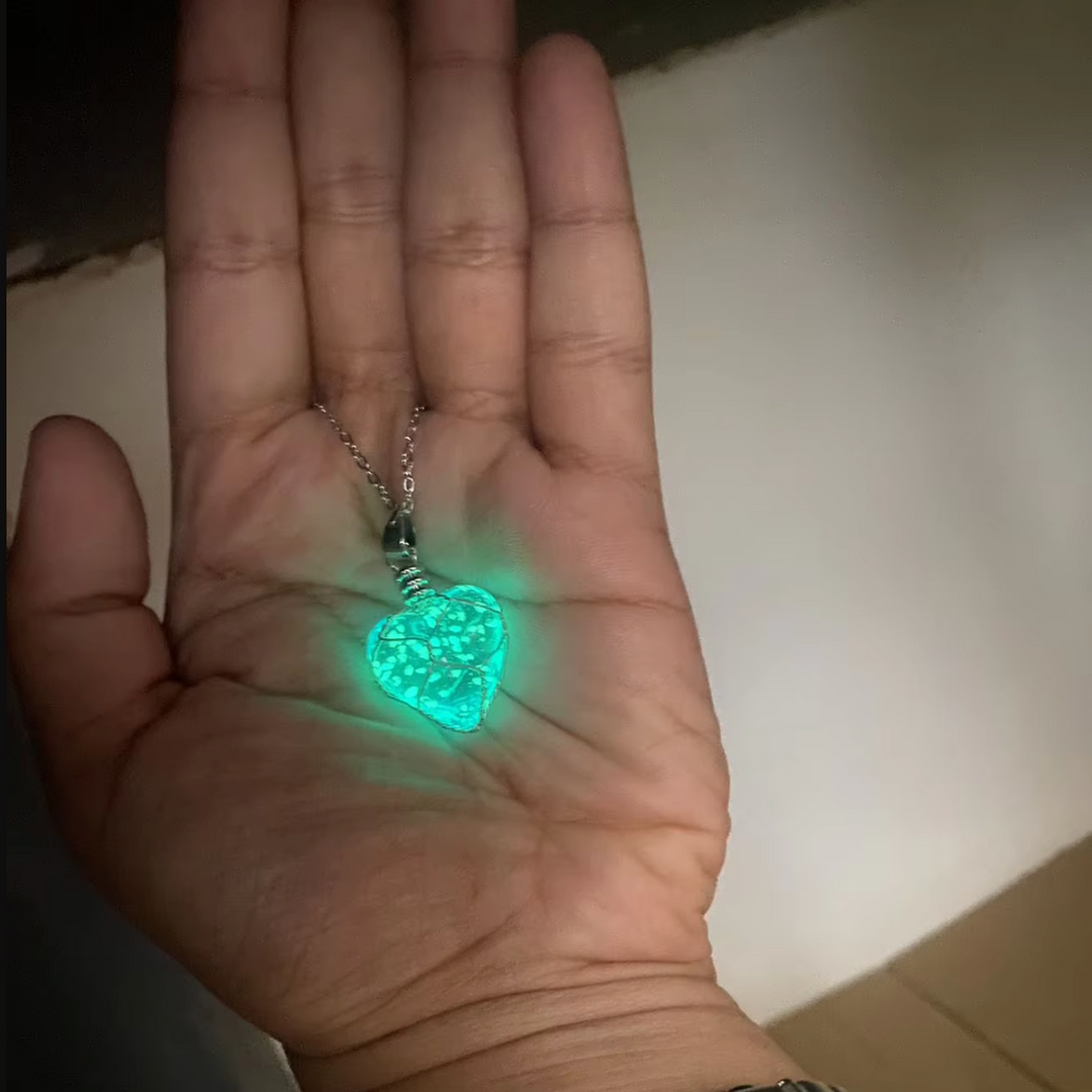 Crystal Heart Glow in Dark Necklace